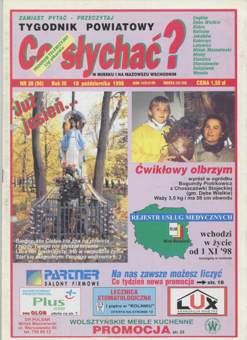Okładka gazety Co słychać? - nr 28 (56) 1998